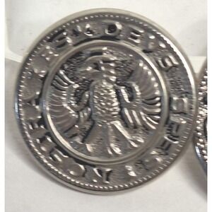 5pc Silver Tone Heraldic Eagle Spes Nostra Deus Blazer Button Set 28mm 22mm